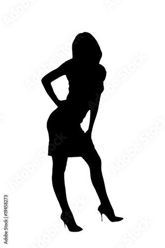 silhouette women in dress and heel isolated