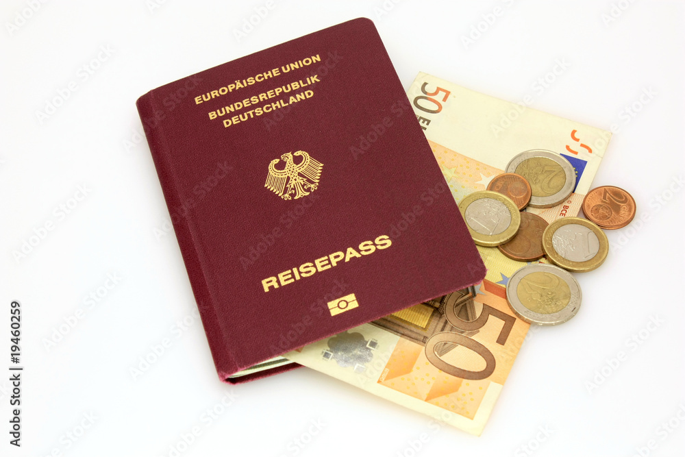 Naklejka premium reisepass deutschland usa euro