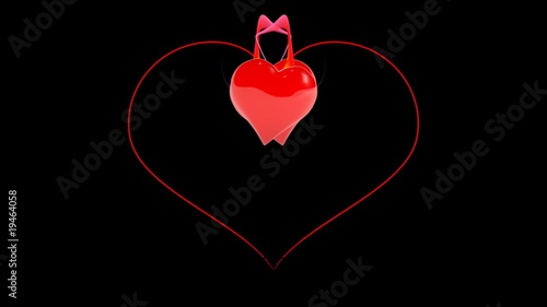 Two hearts drawing big heart. Alpha matte.