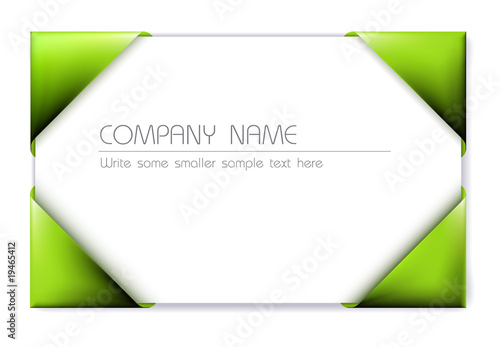 Business card in the green card holder