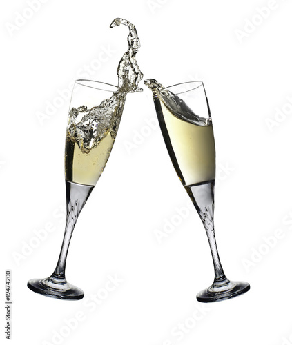 Celebration toast with pair of champagne flutes
