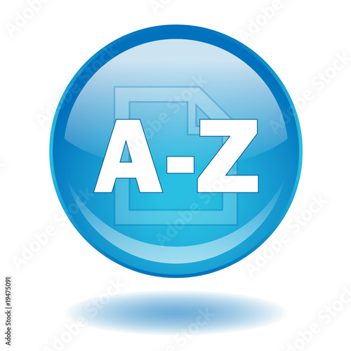 "A-Z" round web button (vector - blue - index)