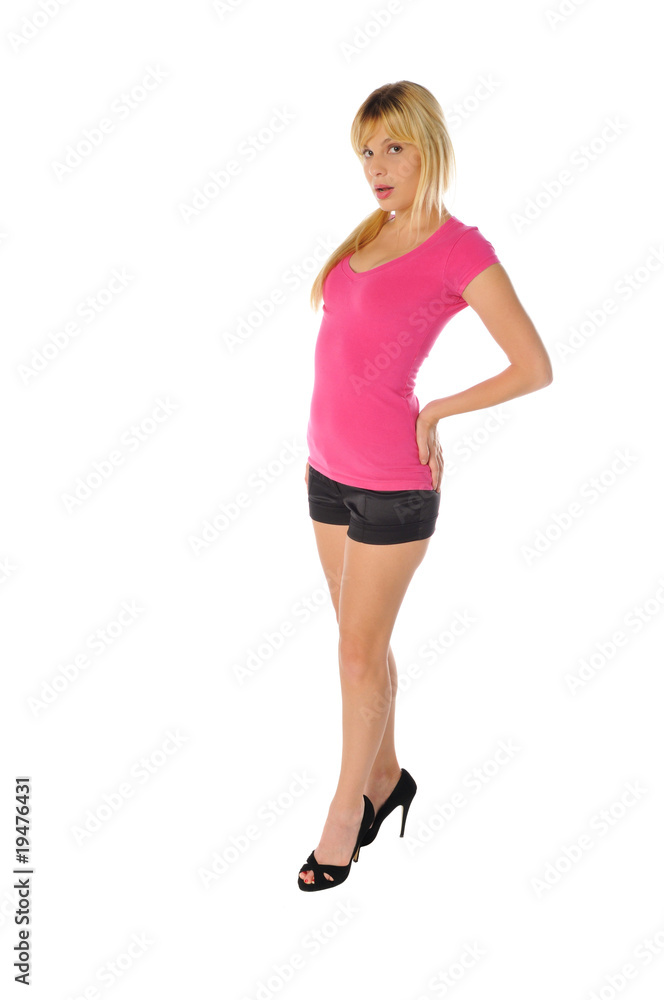 attractive young blonde woman on a white background attractive young blonde woman on a white background