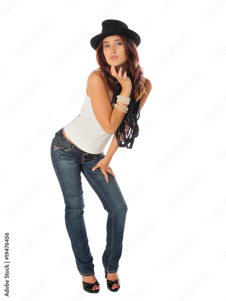 lovely young teen beauty on a white background lovely young teen beauty on a white background