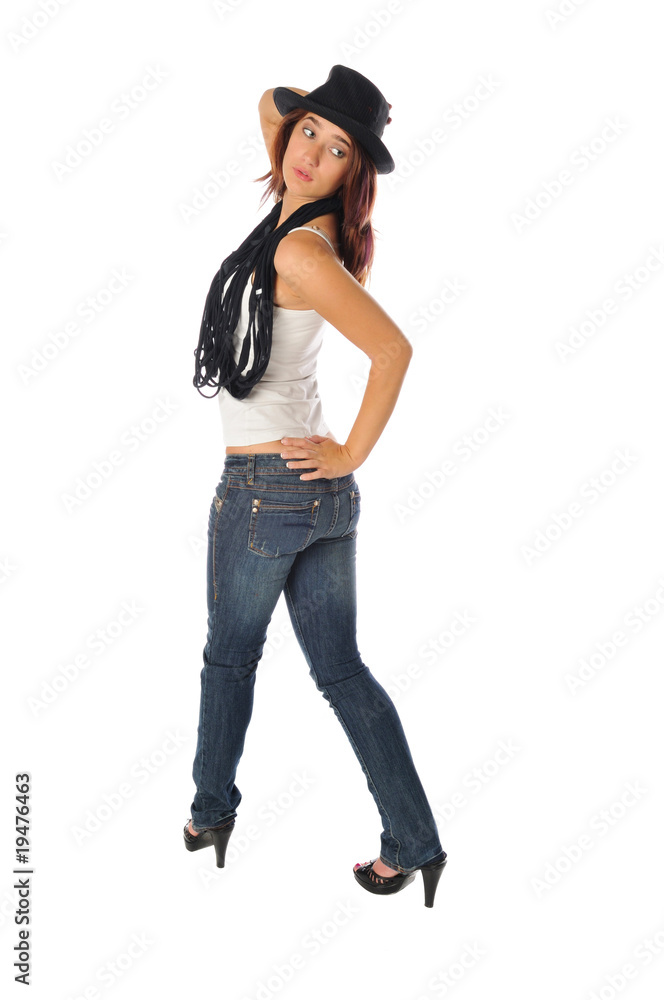 lovely young teen beauty on a white background lovely young teen beauty on a white background