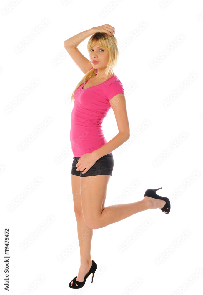 attractive young blonde woman on a white background attractive young blonde woman on a white background
