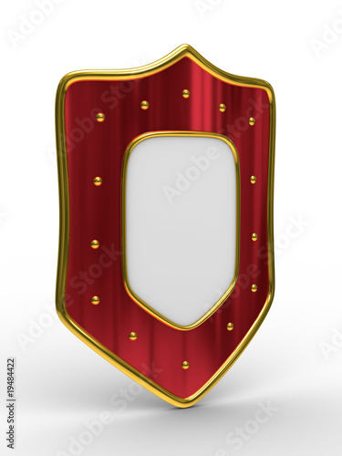 red shield on white backgro...