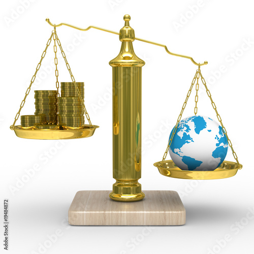 Cashes and the globe on sca...