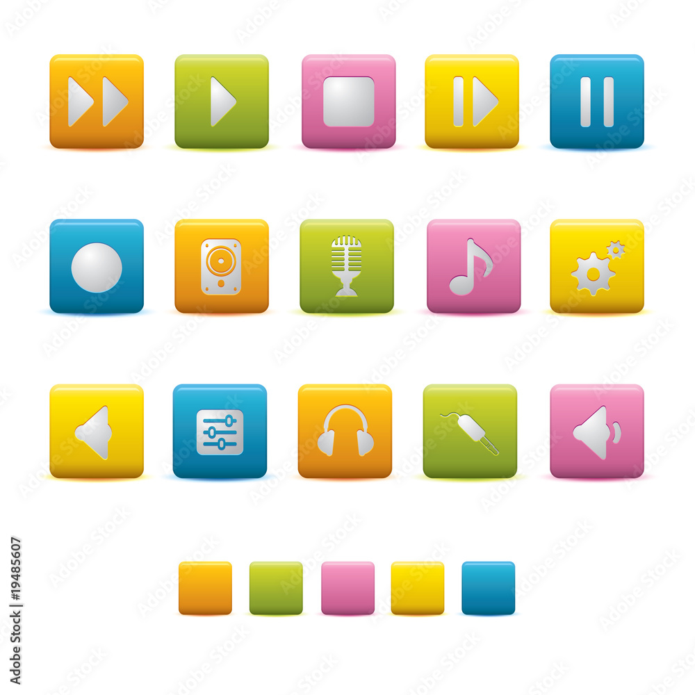 Matte Square Icons - Audio Colors Matte Square Icons - Audio Colors