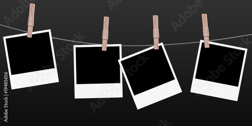 4 polaroids hanging on a rope