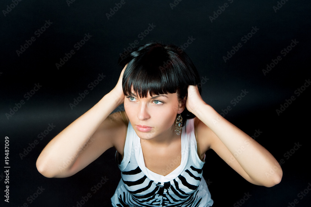 passionate caucasian slavic girl looking up isolated passionate caucasian slavic girl looking up isolated