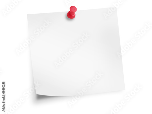 white sticky note with red pin