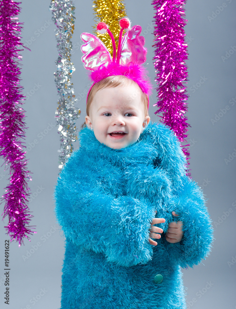 cute baby with Christmas decoration cute baby with Christmas decoration