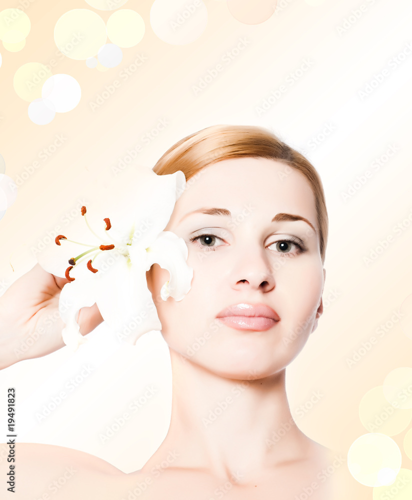 Fototapeta premium beautiful spa woman with lilly