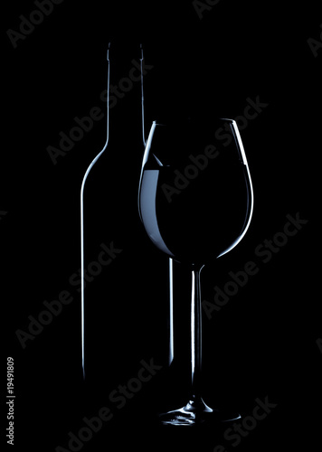 Wine glass and bottle silhoutte