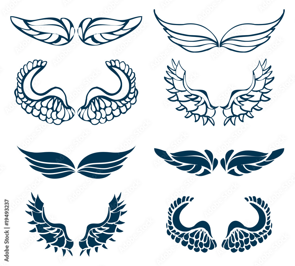 Wing Set, vector decor elements Wing Set, vector decor elements