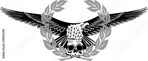 Vector image of an eagle sitting on  skull