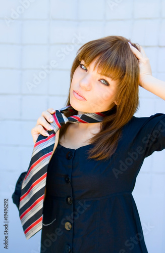 Portrait girl with necktie photo