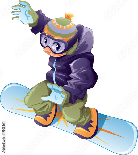 Young snowboarder. Vector and cartoon sport character.