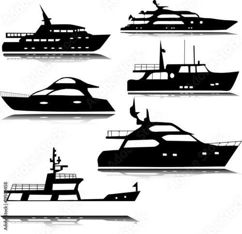 Yachts vector silhouettes