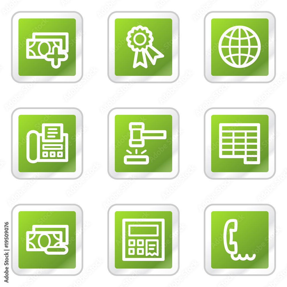Finance web icons set 2, green square sticker series Finance web icons set 2, green square sticker series