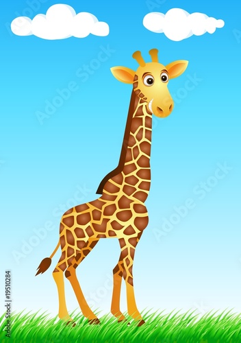 Cute giraffe cartoon in the wild