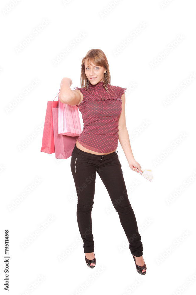 happy woman with shopping bags happy woman with shopping bags