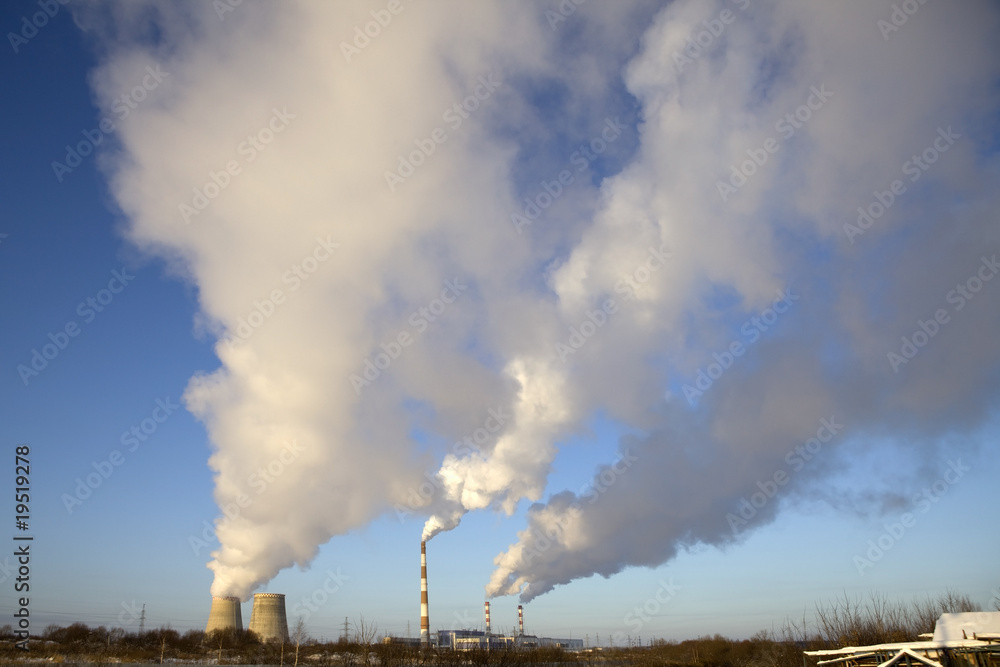 smoke from chimney ( of thermoelectric power station) smoke from chimney ( of thermoelectric power station)