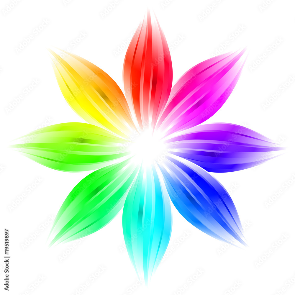 Abstract rainbow flower on white background