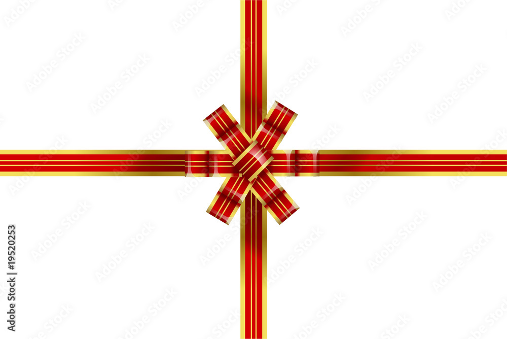 White gift vector red gold with bow isolated on white White gift vector red gold with bow isolated on white