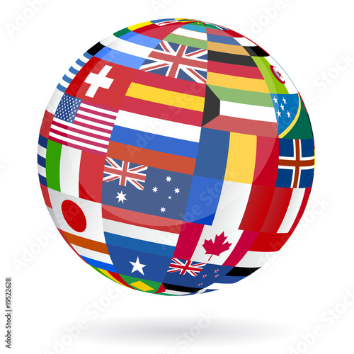 earth globe made with flags of the world