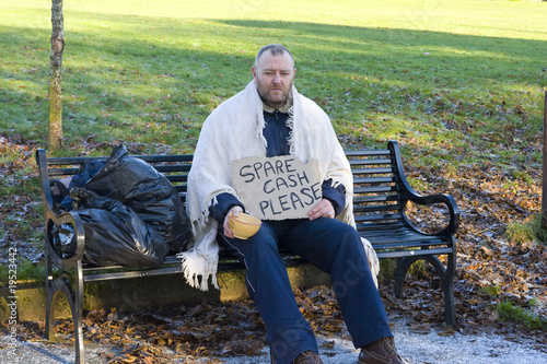homeless man begging