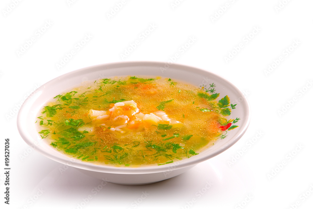 Plate of chicken soup Plate of chicken soup