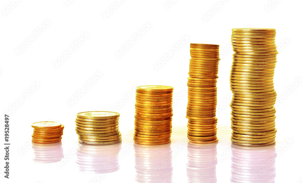 Gold coins isolated on white background Gold coins isolated on white background