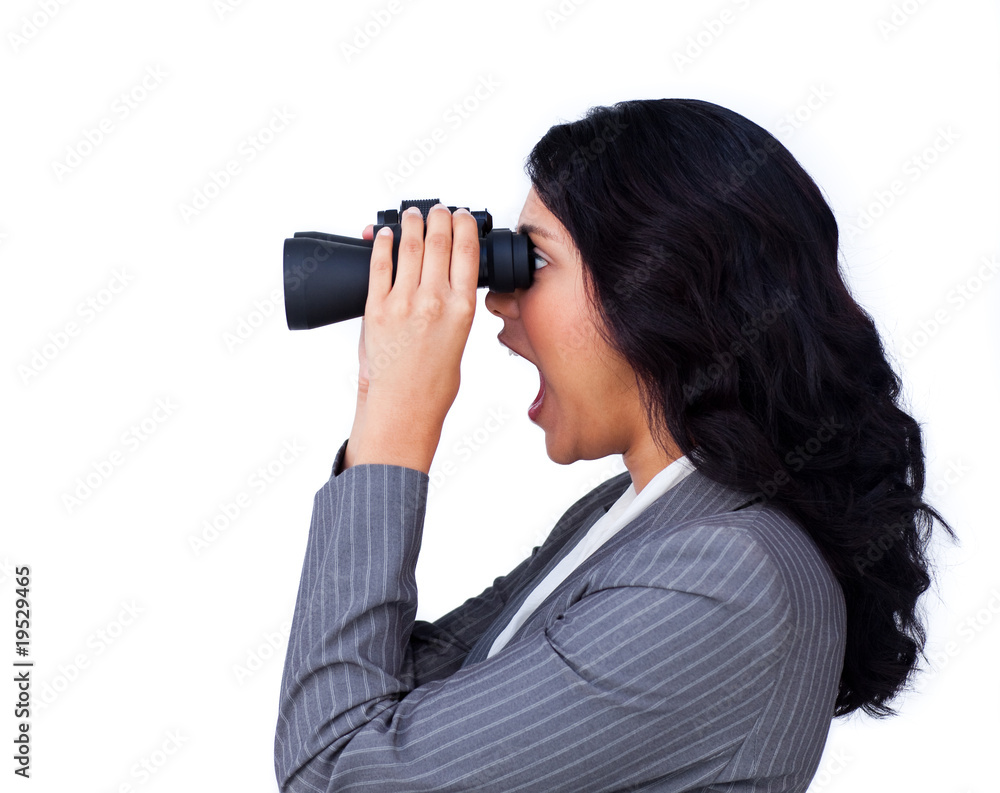 Surprised businesswoman looking to the future Surprised businesswoman looking to the future