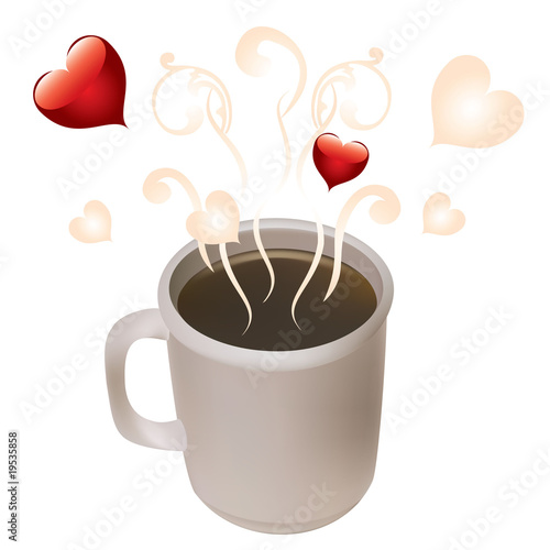 A cup of coffee and heart.