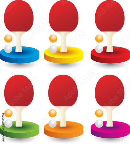 Ping pong paddle and ball colored discs