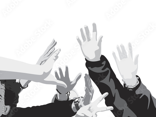 young people raised hands