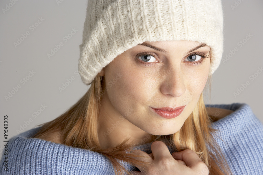 Portrait Of Pretty Young Woman Dressed For Winter Portrait Of Pretty Young Woman Dressed For Winter