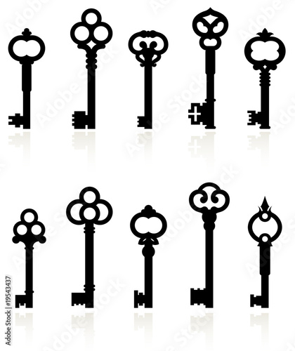 Quadro em tela antique keys collection