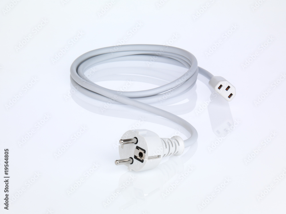 european isolated white powercord european isolated white powercord