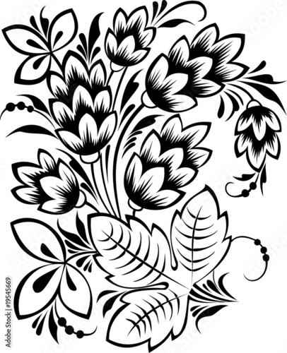 Russian traditional ornament "Hohloma". Hop