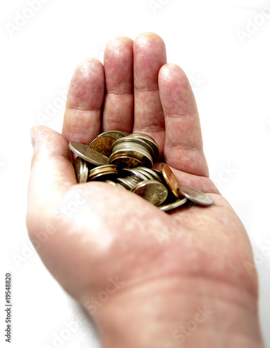 Canvas Print Hand with Coins