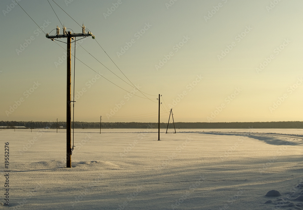The field with snow, a spring to come nearer. The field with snow, a spring to come nearer.
