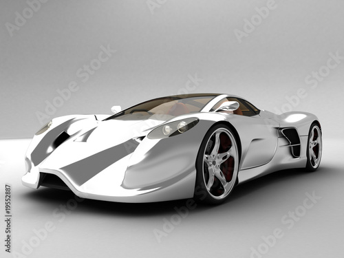 Super Silver Sport Car perspective view
