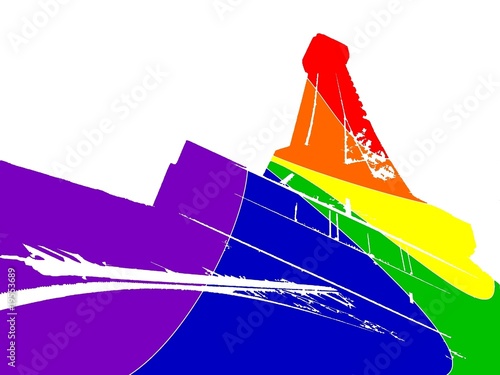 Sticker - Wallpaper - Tour Eiffel - Rainbow