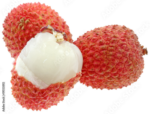 fruits litchis sinensis fond blanc