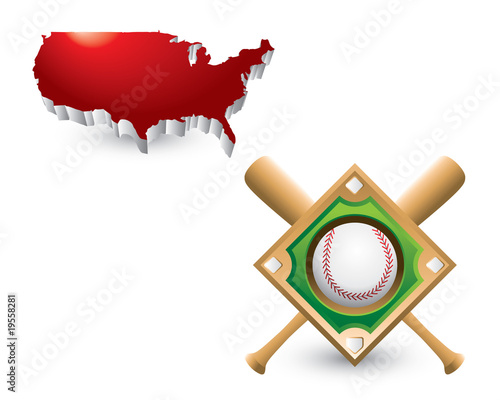baseball diamond and bats red united states icon