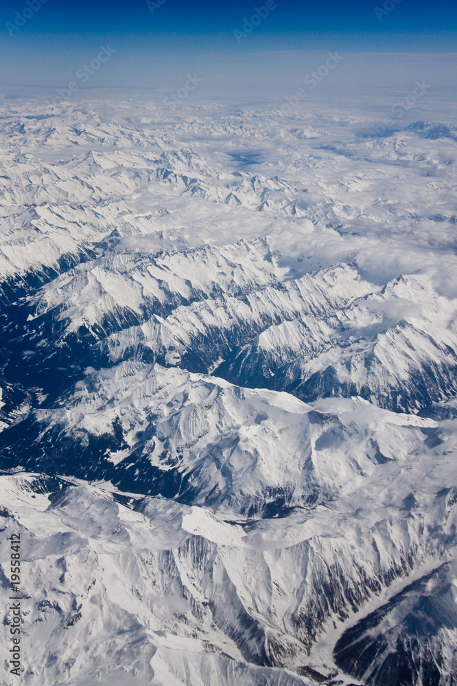 snow mountains from above