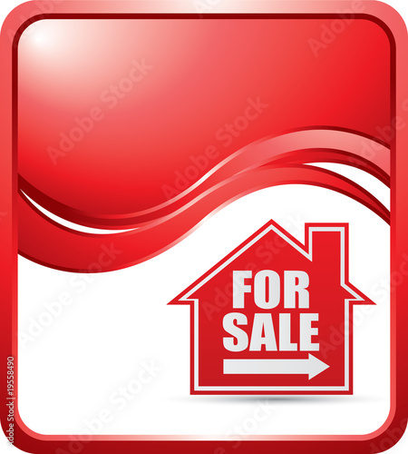 for sale sign red wave background